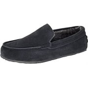Gray Scuff Suede Moccasin Slippers Warm Indoor Plush Fur Lined Slipper (Grey Smooth, 8)